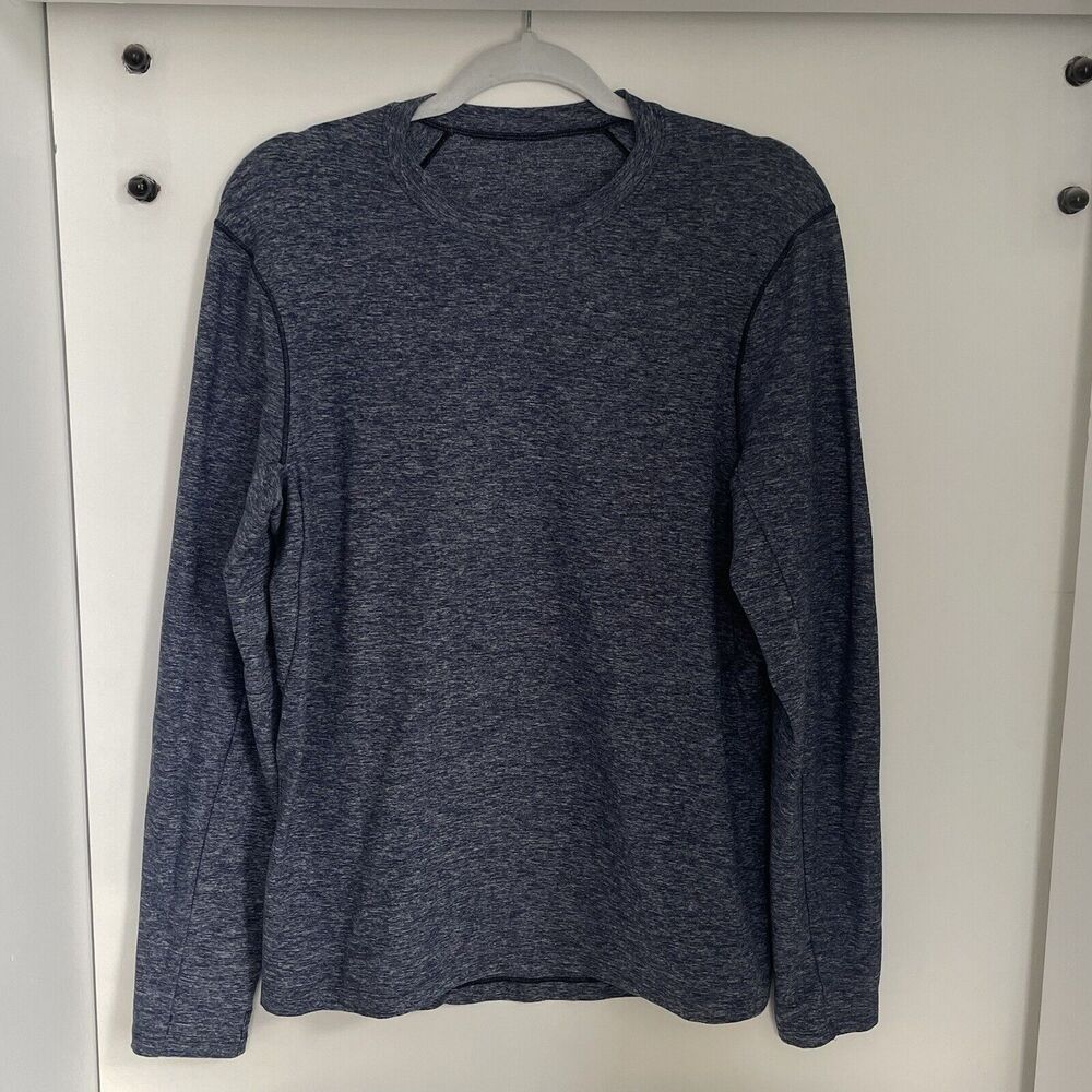 Lululemon Surge Warm Long Sleeve Mens Small Blue Heathered Gym Workout Running